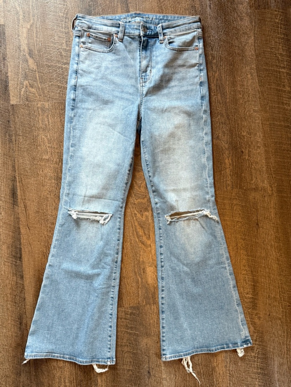 American Eagle Outfitters Light Wash Distressed Flare Jeans